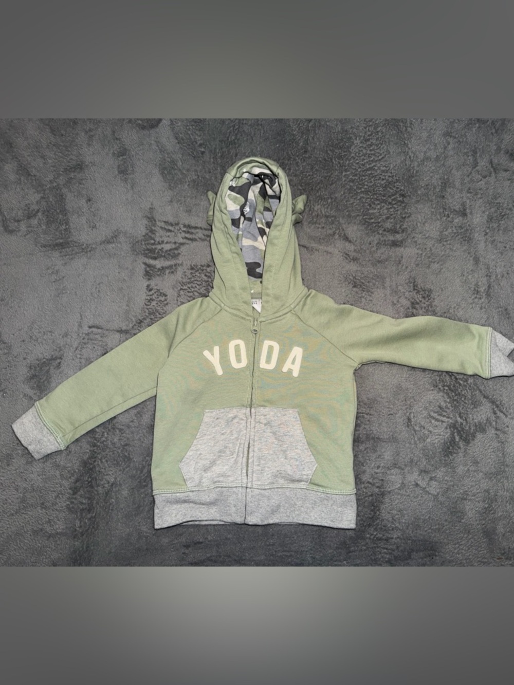 Baby Gap Boys 18-24 Months Green Star Wars Yoda Zip Hooded Sweatshirt Jacket